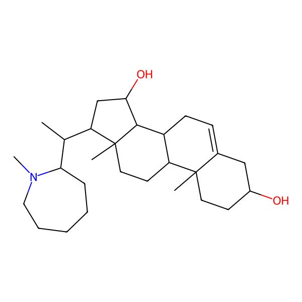 2D Structure of 10,13-dimethyl-17-[1-(1-methylazepan-2-yl)ethyl]-2,3,4,7,8,9,11,12,14,15,16,17-dodecahydro-1H-cyclopenta[a]phenanthrene-3,15-diol