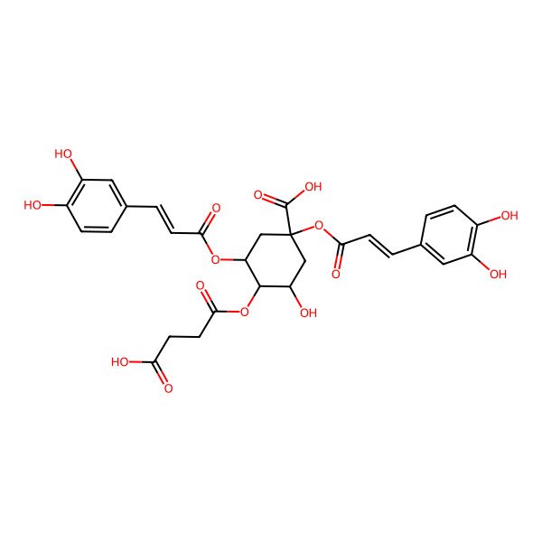 2D Structure of (1S,3R,4R,5R)-4-(3-carboxypropanoyloxy)-1,3-bis[[(E)-3-(3,4-dihydroxyphenyl)prop-2-enoyl]oxy]-5-hydroxycyclohexane-1-carboxylic acid
