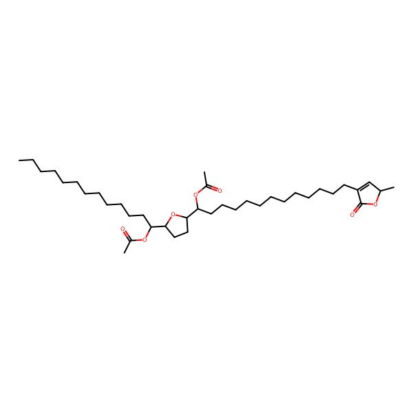 2D Structure of [(1S)-1-[(2S,5R)-5-[(1S)-1-acetyloxy-13-[(2R)-2-methyl-5-oxo-2H-furan-4-yl]tridecyl]oxolan-2-yl]tridecyl] acetate