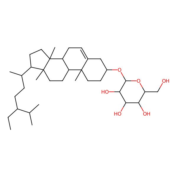 2D Structure of (2R,3R,4S,5S,6R)-2-[[(3S,8R,9S,10R,13R,14S,17R)-17-[(2R,5R)-5-ethyl-6-methylheptan-2-yl]-10,13,14-trimethyl-1,2,3,4,7,8,9,11,12,15,16,17-dodecahydrocyclopenta[a]phenanthren-3-yl]oxy]-6-(hydroxymethyl)oxane-3,4,5-triol