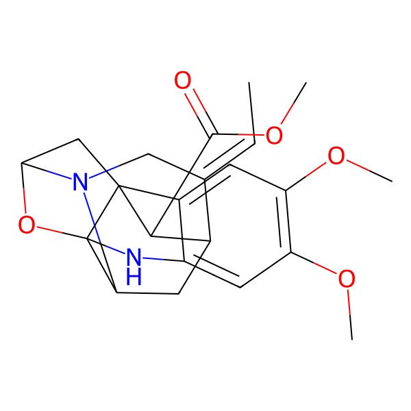 2D Structure of methyl (1R,9R,11S,14E,15R,17S,19R)-14-ethylidene-5,6-dimethoxy-18-oxa-2,12-diazahexacyclo[9.6.1.19,15.01,9.03,8.012,17]nonadeca-3,5,7-triene-19-carboxylate