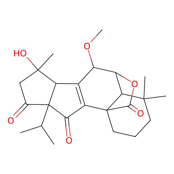 2D Structure of 7-Hydroxy-10-methoxy-7,13,13-trimethyl-4-propan-2-yl-18-oxapentacyclo[9.5.2.01,12.02,9.04,8]octadec-2(9)-ene-3,5,17-trione