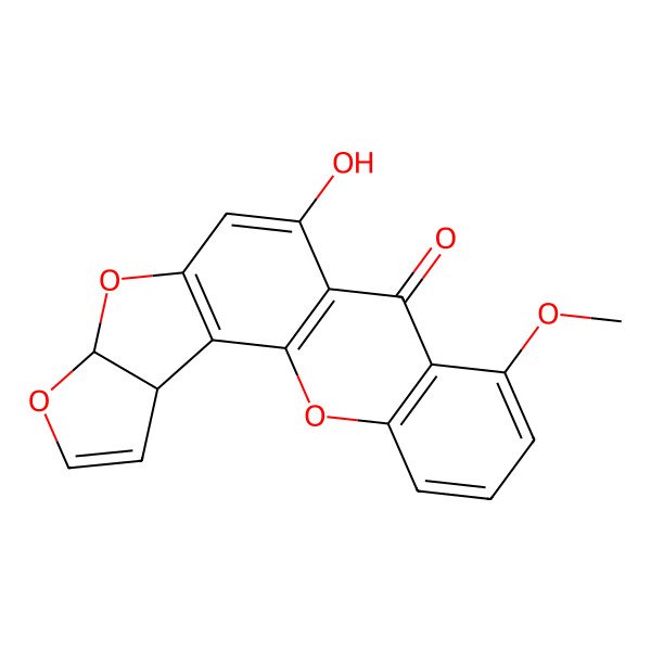 2D Structure of (3S,7R)-11-hydroxy-15-methoxy-6,8,20-trioxapentacyclo[10.8.0.02,9.03,7.014,19]icosa-1(12),2(9),4,10,14(19),15,17-heptaen-13-one