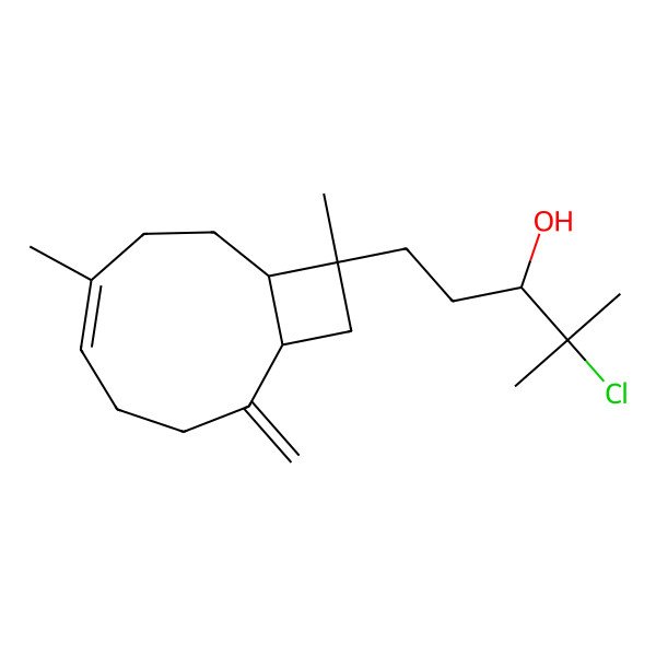 2D Structure of (3S)-4-chloro-1-[(1S,5E,9R,10R)-6,10-dimethyl-2-methylidene-10-bicyclo[7.2.0]undec-5-enyl]-4-methylpentan-3-ol