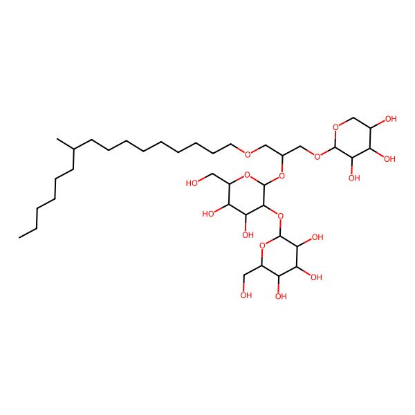 2D Structure of (2S,3R,4S,5S,6R)-2-[(2R,3R,4S,5S,6R)-4,5-dihydroxy-6-(hydroxymethyl)-2-[(2R)-1-(10-methylhexadecoxy)-3-[(2S,3R,4S,5R)-3,4,5-trihydroxyoxan-2-yl]oxypropan-2-yl]oxyoxan-3-yl]oxy-6-(hydroxymethyl)oxane-3,4,5-triol