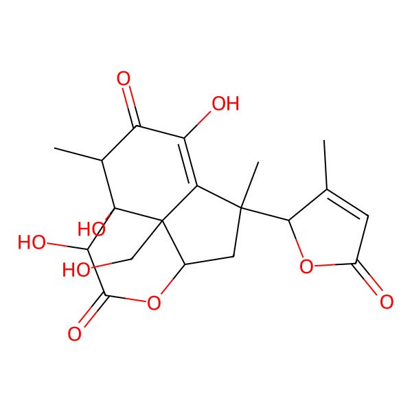 2D Structure of (3R,3aR,3a1R,4R,7S,8aR)-3,3a,6-Trihydroxy-3a1-(hydroxymethyl)-4,7-dimethyl-7-((R)-3-methyl-5-oxo-2,5-dihydrofuran-2-yl)-3a,3a1,4,7,8,8a-hexahydro-2H-cyclopenta[ij]isochromene-2,5(3H)-dione