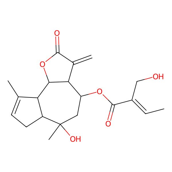 2D Structure of [(3aR,4R,6R,6aR,9aR,9bR)-6-hydroxy-6,9-dimethyl-3-methylidene-2-oxo-4,5,6a,7,9a,9b-hexahydro-3aH-azuleno[4,5-b]furan-4-yl] (Z)-2-(hydroxymethyl)but-2-enoate