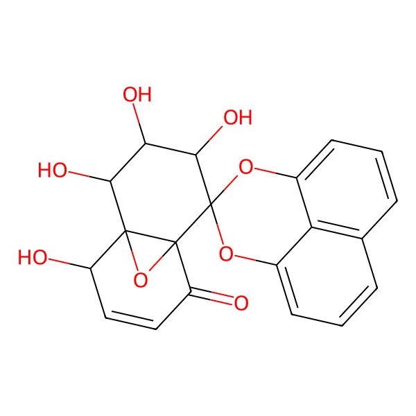 2D Structure of 5,7,8,9-Tetrahydroxyspiro[11-oxatricyclo[4.4.1.01,6]undec-3-ene-10,3'-2,4-dioxatricyclo[7.3.1.05,13]trideca-1(12),5,7,9(13),10-pentaene]-2-one