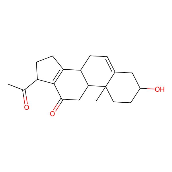 2D Structure of (3S,8R,9R,10R,17S)-17-acetyl-3-hydroxy-10-methyl-2,3,4,7,8,9,11,15,16,17-decahydro-1H-cyclopenta[a]phenanthren-12-one