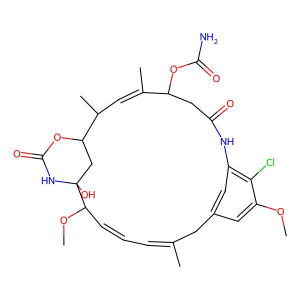 2D Structure of [(3E,5E,7R,8S,12S,14E,16S)-21-chloro-8-hydroxy-7,22-dimethoxy-3,13,15-trimethyl-10,18-dioxo-11-oxa-9,19-diazatricyclo[18.3.1.18,12]pentacosa-1(24),3,5,14,20,22-hexaen-16-yl] carbamate