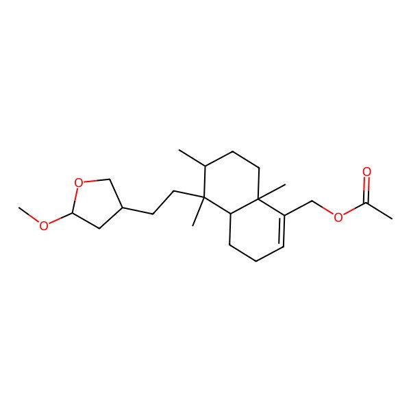 2D Structure of [(4aR,5S,6R,8aR)-5-[2-[(3R,5R)-5-methoxyoxolan-3-yl]ethyl]-5,6,8a-trimethyl-3,4,4a,6,7,8-hexahydronaphthalen-1-yl]methyl acetate