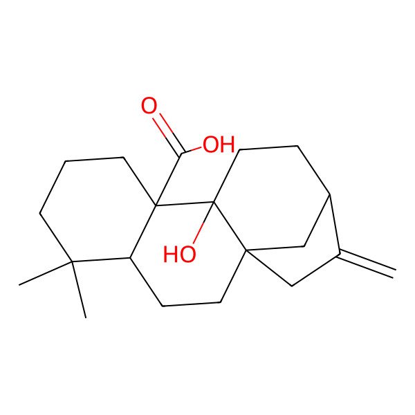 2D Structure of (1S,4R,9S,10S,13R)-10-hydroxy-5,5-dimethyl-14-methylidenetetracyclo[11.2.1.01,10.04,9]hexadecane-9-carboxylic acid