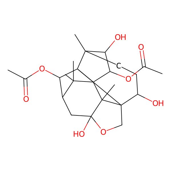 2D Structure of [(1R,2R,3R,4R,6S,9S,10S,13R,14R,15R,16S)-15-acetyloxy-6,10,14-trihydroxy-13,16,17,17-tetramethyl-7-oxahexacyclo[7.6.1.11,4.02,9.02,13.06,16]heptadecan-3-yl] acetate