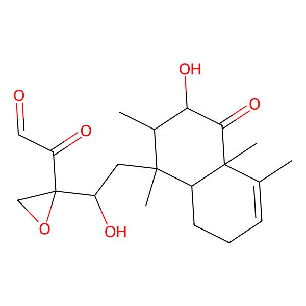 2D Structure of 2-[(2S)-2-[(1R)-2-[(1S,2S,3R,4aS)-3-hydroxy-1,2,4a,5-tetramethyl-4-oxo-3,7,8,8a-tetrahydro-2H-naphthalen-1-yl]-1-hydroxyethyl]oxiran-2-yl]-2-oxoacetaldehyde