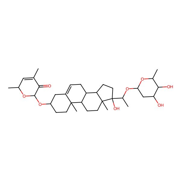 2D Structure of 6-[[17-[1-(4,5-dihydroxy-6-methyloxan-2-yl)oxyethyl]-17-hydroxy-10,13-dimethyl-1,2,3,4,7,8,9,11,12,14,15,16-dodecahydrocyclopenta[a]phenanthren-3-yl]oxy]-2,4-dimethyl-2H-pyran-5-one