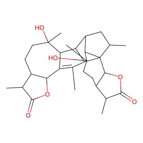 2D Structure of (1R,2R,5S,8R,9S,12R,13R,14S,15R,16R,17S,20S,21S,24S,25R)-12,17-dihydroxy-3,8,12,17,21,25-hexamethyl-6,23-dioxaheptacyclo[13.9.2.01,16.02,14.04,13.05,9.020,24]hexacos-3-ene-7,22-dione
