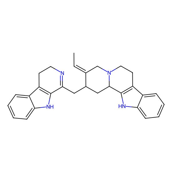 2D Structure of (2R,3E,12bS)-2-(4,9-dihydro-3H-pyrido[3,4-b]indol-1-ylmethyl)-3-ethylidene-2,4,6,7,12,12b-hexahydro-1H-indolo[2,3-a]quinolizine