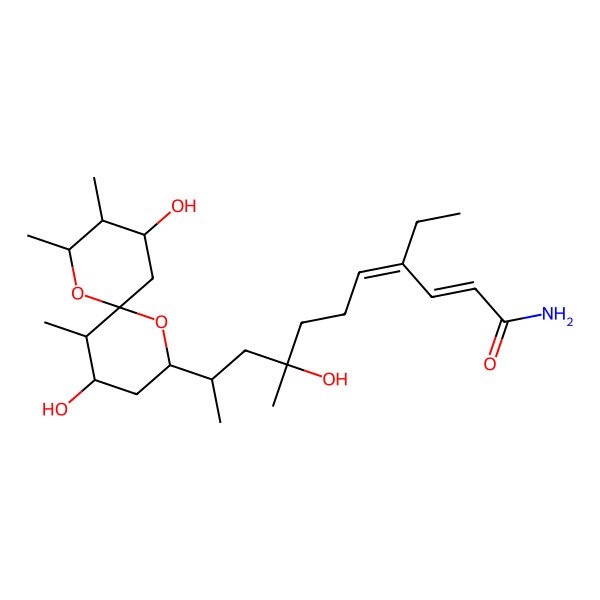 2D Structure of (2E,4E,10S)-10-[(2S,4S,5S,6S,8R,9S,10R)-4,10-dihydroxy-5,8,9-trimethyl-1,7-dioxaspiro[5.5]undecan-2-yl]-4-ethyl-8-hydroxy-8-methylundeca-2,4-dienamide