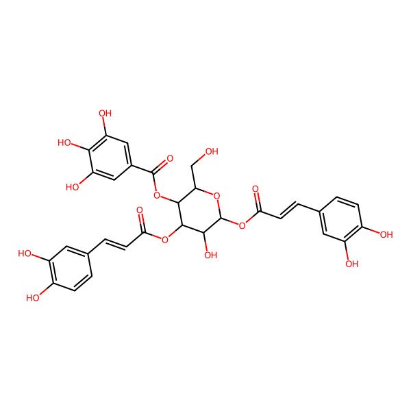 2D Structure of [4,6-Bis[3-(3,4-dihydroxyphenyl)prop-2-enoyloxy]-5-hydroxy-2-(hydroxymethyl)oxan-3-yl] 3,4,5-trihydroxybenzoate