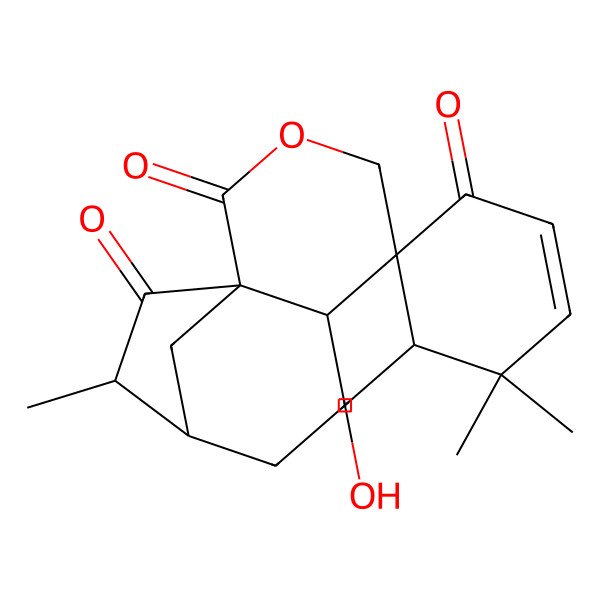 2D Structure of (1S,5S,5'R,6S,9R,10S)-5'-(hydroxymethyl)-4',4',10-trimethylspiro[3-oxatricyclo[7.2.1.01,6]dodecane-5,6'-cyclohex-2-ene]-1',2,11-trione