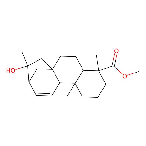 2D Structure of methyl (1S,4S,5R,9R,10R,13S,14R)-14-hydroxy-5,9,14-trimethyltetracyclo[11.2.1.01,10.04,9]hexadec-11-ene-5-carboxylate