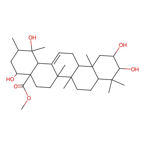 2D Structure of Methyl 1,4,10,11-tetrahydroxy-1,2,6a,6b,9,9,12a-heptamethyl-2,3,4,5,6,6a,7,8,8a,10,11,12,13,14b-tetradecahydropicene-4a-carboxylate