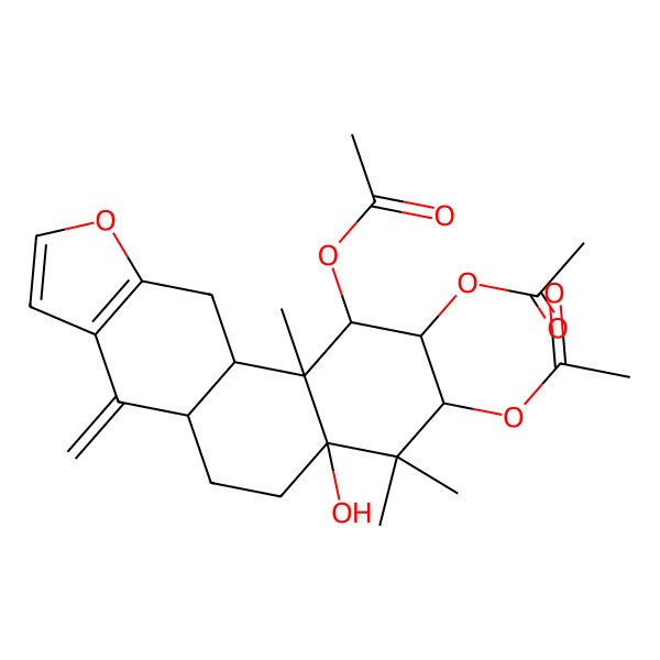 2D Structure of (1,3-Diacetyloxy-4a-hydroxy-4,4,11b-trimethyl-7-methylidene-1,2,3,5,6,6a,11,11a-octahydronaphtho[2,1-f][1]benzofuran-2-yl) acetate