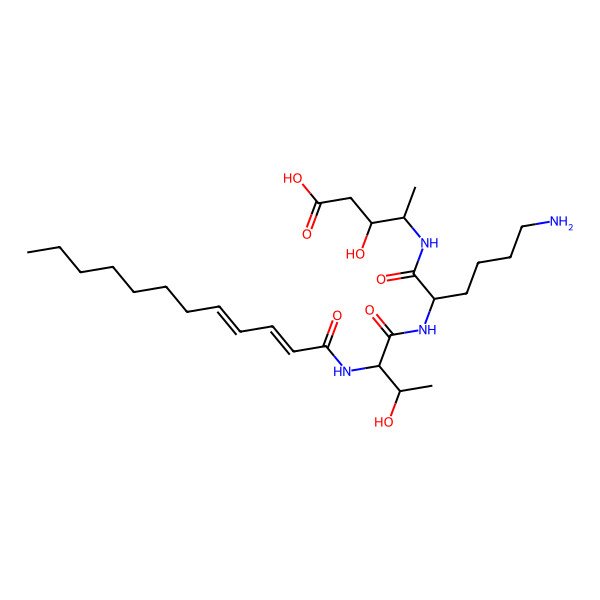 2D Structure of 4-[[6-Amino-2-[[2-(dodeca-2,4-dienoylamino)-3-hydroxybutanoyl]amino]hexanoyl]amino]-3-hydroxypentanoic acid