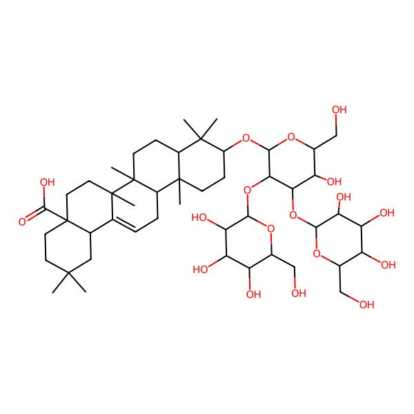 2D Structure of (4aS,6aR,6aS,6bR,8aS,10S,12aR,14bR)-10-[(2R,3R,4S,5R,6R)-5-hydroxy-6-(hydroxymethyl)-3,4-bis[[(2S,3R,4S,5S,6R)-3,4,5-trihydroxy-6-(hydroxymethyl)oxan-2-yl]oxy]oxan-2-yl]oxy-2,2,6a,6b,9,9,12a-heptamethyl-1,3,4,5,6,6a,7,8,8a,10,11,12,13,14b-tetradecahydropicene-4a-carboxylic acid