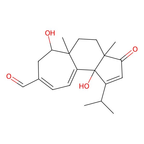 2D Structure of 6,10b-Dihydroxy-3a,5a-dimethyl-3-oxo-1-propan-2-yl-4,5,6,7-tetrahydrocyclohepta[e]indene-8-carbaldehyde