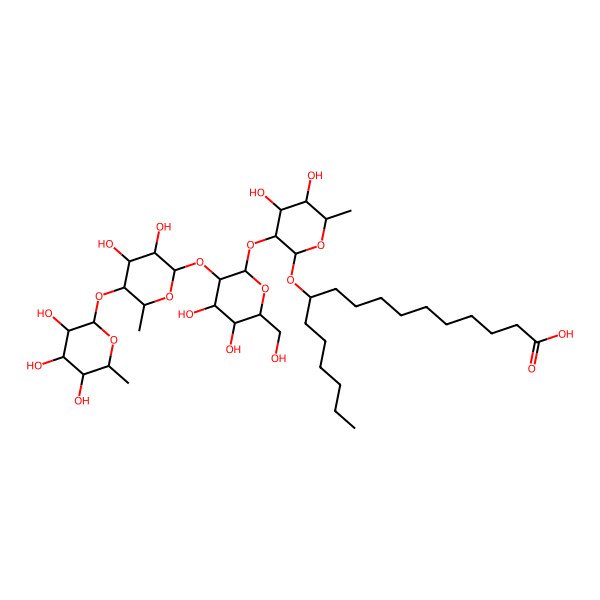 2D Structure of 11-[3-[3-[3,4-Dihydroxy-6-methyl-5-(3,4,5-trihydroxy-6-methyloxan-2-yl)oxyoxan-2-yl]oxy-4,5-dihydroxy-6-(hydroxymethyl)oxan-2-yl]oxy-4,5-dihydroxy-6-methyloxan-2-yl]oxyheptadecanoic acid