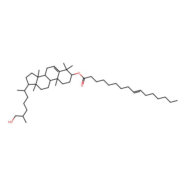 2D Structure of [(3R,8S,9S,10R,13R,14S,17R)-17-[(2R)-7-hydroxy-6-methylheptan-2-yl]-4,4,10,13,14-pentamethyl-2,3,7,8,9,11,12,15,16,17-decahydro-1H-cyclopenta[a]phenanthren-3-yl] (Z)-hexadec-9-enoate