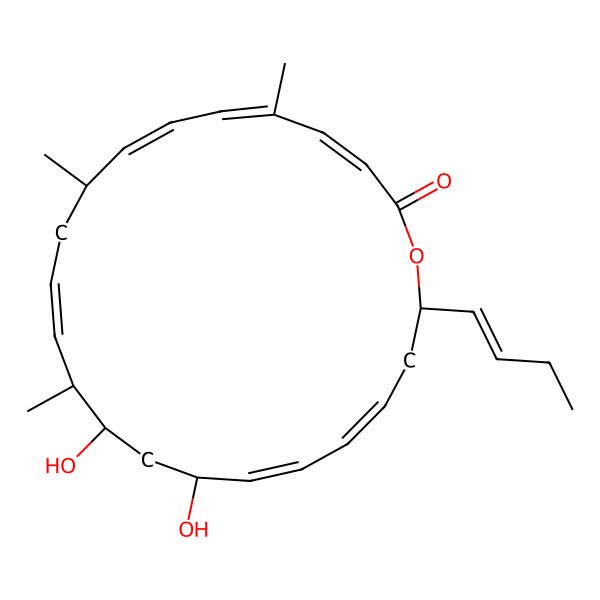 2D Structure of (3E,5E,7E,9R,11E,13S,14R,16R,19E,22R)-22-[(E)-but-1-enyl]-14,16-dihydroxy-5,9,13-trimethyl-1-oxacyclodocosa-3,5,7,11,17,19-hexaen-2-one