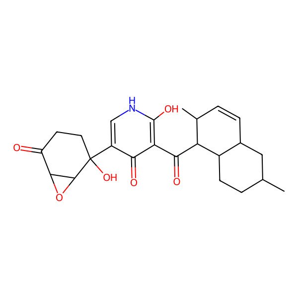 2D Structure of 3-[(1S,2S,4aR,6S,8aS)-2,6-dimethyl-1,2,4a,5,6,7,8,8a-octahydronaphthalene-1-carbonyl]-2-hydroxy-5-(2-hydroxy-5-oxo-7-oxabicyclo[4.1.0]heptan-2-yl)-1H-pyridin-4-one