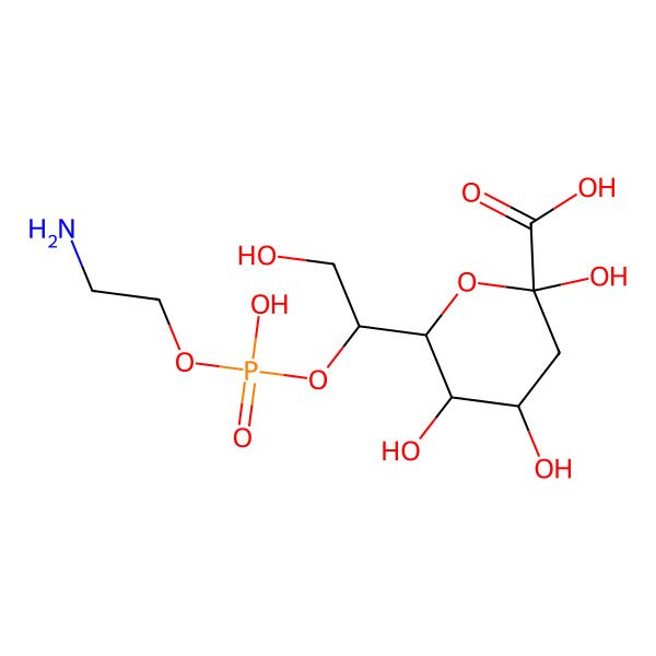 2D Structure of (2S,4R,5R,6S)-6-[(1S)-1-[2-aminoethoxy(hydroxy)phosphoryl]oxy-2-hydroxyethyl]-2,4,5-trihydroxyoxane-2-carboxylic acid