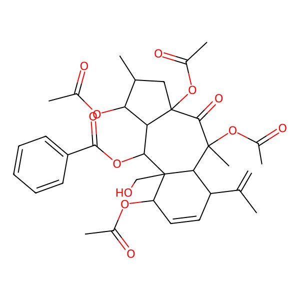 2D Structure of [1,3a,5,9-Tetraacetyloxy-9a-(hydroxymethyl)-2,5-dimethyl-4-oxo-6-prop-1-en-2-yl-1,2,3,5a,6,9,10,10a-octahydrobenzo[f]azulen-10-yl] benzoate