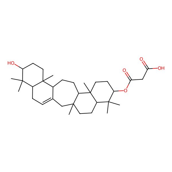 2D Structure of 3-[[(3S,6R,8S,11R,12S,15S,16R,19S,21R)-19-hydroxy-3,7,7,11,16,20,20-heptamethyl-8-pentacyclo[13.8.0.03,12.06,11.016,21]tricos-1(23)-enyl]oxy]-3-oxopropanoic acid