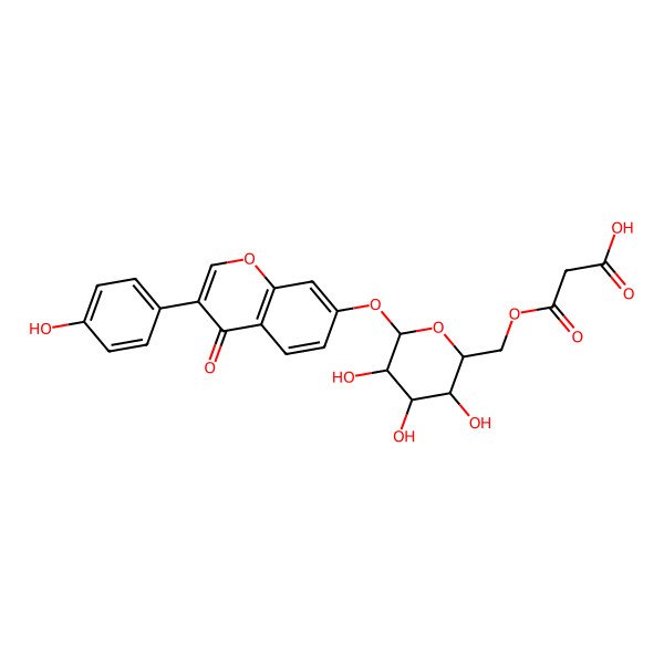 2D Structure of 3-oxo-3-[[(2R,3S,4S,5R)-3,4,5-trihydroxy-6-[3-(4-hydroxyphenyl)-4-oxochromen-7-yl]oxyoxan-2-yl]methoxy]propanoic acid