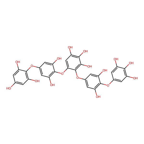 2D Structure of 5-[2,6-Dihydroxy-4-(2,4,6-trihydroxyphenoxy)phenoxy]-4-[3,5-dihydroxy-4-(3,4,5-trihydroxyphenoxy)phenoxy]benzene-1,2,3-triol