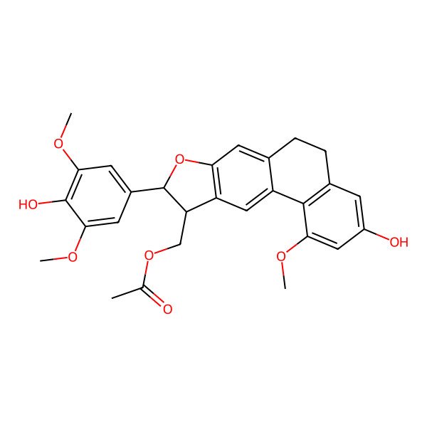 2D Structure of [3-Hydroxy-9-(4-hydroxy-3,5-dimethoxyphenyl)-1-methoxy-5,6,9,10-tetrahydronaphtho[1,2-f][1]benzofuran-10-yl]methyl acetate