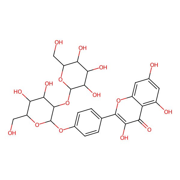 2D Structure of 2-[4-[(2S,3R,4S,5S,6R)-4,5-dihydroxy-6-(hydroxymethyl)-3-[(2S,3R,4S,5S,6R)-3,4,5-trihydroxy-6-(hydroxymethyl)oxan-2-yl]oxyoxan-2-yl]oxyphenyl]-3,5,7-trihydroxychromen-4-one