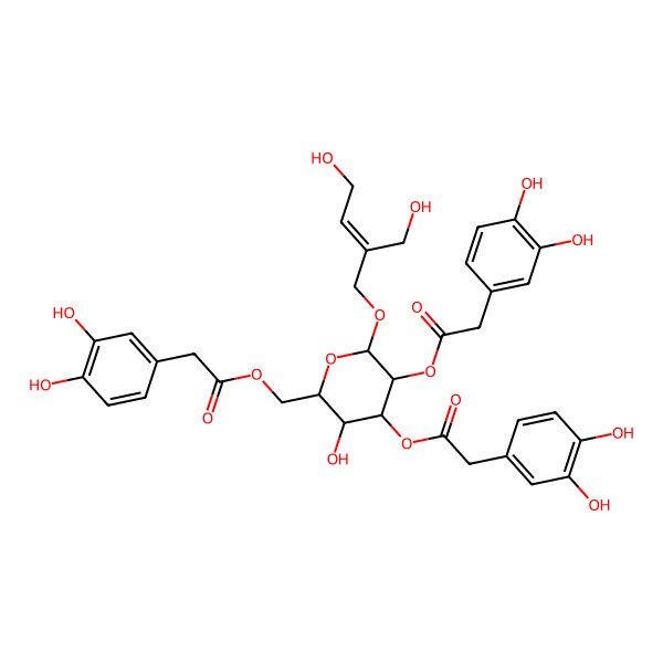 2D Structure of [(2R,3R,4R,5R,6R)-4,5-bis[[2-(3,4-dihydroxyphenyl)acetyl]oxy]-3-hydroxy-6-[(E)-4-hydroxy-2-(hydroxymethyl)but-2-enoxy]oxan-2-yl]methyl 2-(3,4-dihydroxyphenyl)acetate