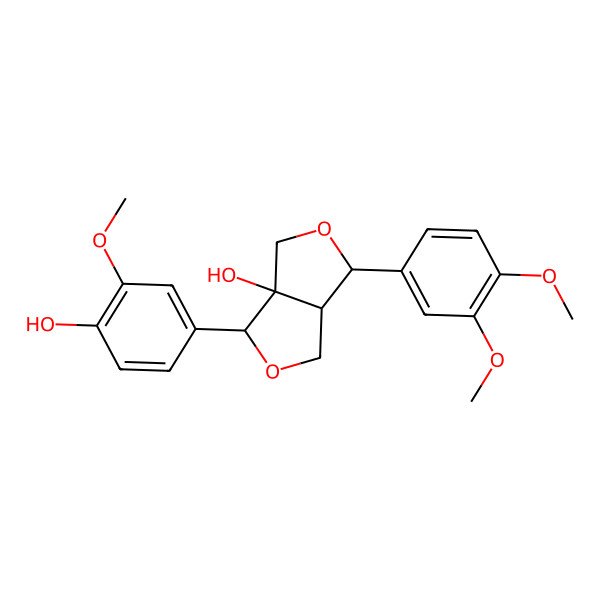 2D Structure of 1H,3H-Furo[3,4-c]furan-3a(4H)-ol, 1-(3,4-dimethoxyphenyl)dihydro-4-(4-hydroxy-3-methoxyphenyl)-, (1S,3aS,4R,6aR)-