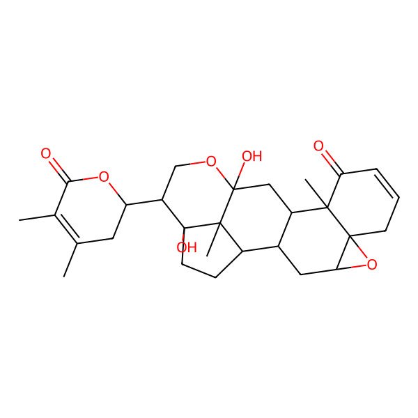 2D Structure of 17-(4,5-Dimethyl-6-oxo-2,3-dihydropyran-2-yl)-14,18-dihydroxy-11,21-dimethyl-5,15-dioxahexacyclo[12.6.1.02,12.04,6.06,11.018,21]henicos-8-en-10-one