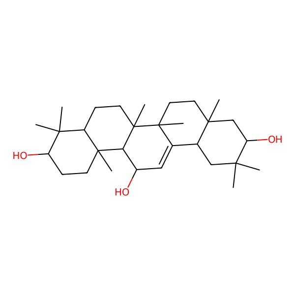2D Structure of 2,2,4a,6a,6b,9,9,12a-Octamethyl-1,3,4,5,6,6a,7,8,8a,10,11,12,13,14b-tetradecahydropicene-3,10,13-triol 2D Structure of 2,2,4a,6a,6b,9,9,12a-Octamethyl-1,3,4,5,6,6a,7,8,8a,10,11,12,13,14b-tetradecahydropicene-3,10,13-triol
