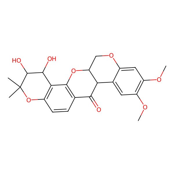 2D Structure of 5,6-Dihydroxy-17,18-dimethoxy-7,7-dimethyl-2,8,21-trioxapentacyclo[12.8.0.03,12.04,9.015,20]docosa-3(12),4(9),10,15,17,19-hexaen-13-one