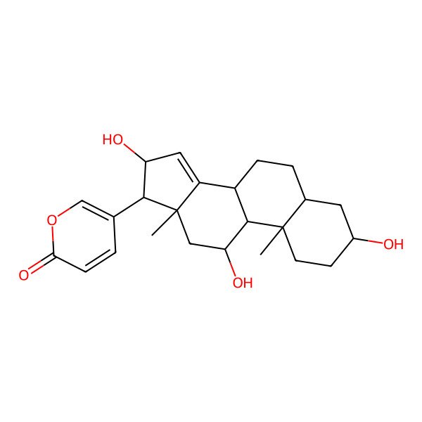 2D Structure of 5-(3,11,16-trihydroxy-10,13-dimethyl-2,3,4,5,6,7,8,9,11,12,16,17-dodecahydro-1H-cyclopenta[a]phenanthren-17-yl)pyran-2-one