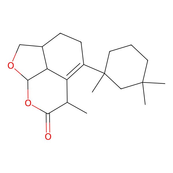2D Structure of (1S,4R,9R,12R)-9-methyl-7-[(1S)-1,3,3-trimethylcyclohexyl]-2,11-dioxatricyclo[6.3.1.04,12]dodec-7-en-10-one