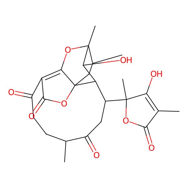 2D Structure of 2-Hydroxy-4-(3-hydroxy-2,4-dimethyl-5-oxofuran-2-yl)-1,7,16-trimethyl-13,17-dioxatetracyclo[9.5.2.03,14.014,18]octadec-11(18)-ene-6,10,12-trione
