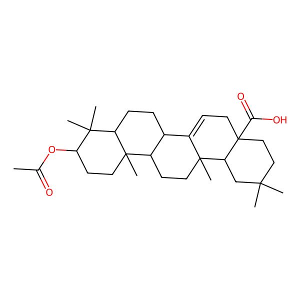 2D Structure of 10-acetyloxy-2,2,9,9,12a,14a-hexamethyl-3,4,5,6a,6b,7,8,8a,10,11,12,13,14,14b-tetradecahydro-1H-picene-4a-carboxylic acid 2D Structure of 10-acetyloxy-2,2,9,9,12a,14a-hexamethyl-3,4,5,6a,6b,7,8,8a,10,11,12,13,14,14b-tetradecahydro-1H-picene-4a-carboxylic acid